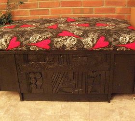 creating extra seating space with repurposed wooden chest, painted furniture, repurposing upcycling, I placed the cushion on top of the chest