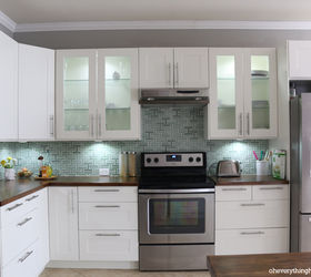 how to install a kitchen backsplash, diy, kitchen backsplash, kitchen design, tiling, wall decor, Finished IKEA Kitchen