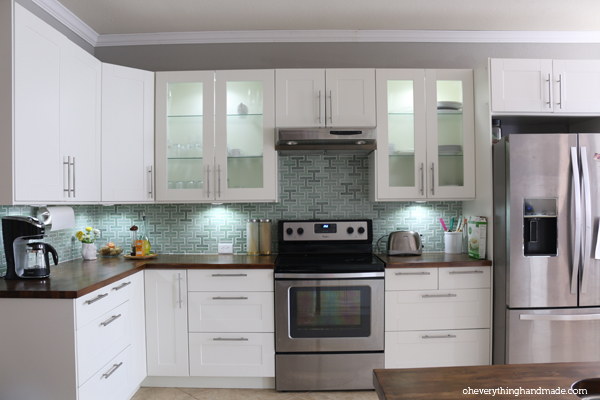 how to install a kitchen backsplash, diy, kitchen backsplash, kitchen design, tiling, wall decor, Finished IKEA Kitchen