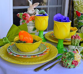 celebrating spring table, easter decorations, seasonal holiday d cor, Spring tablescape