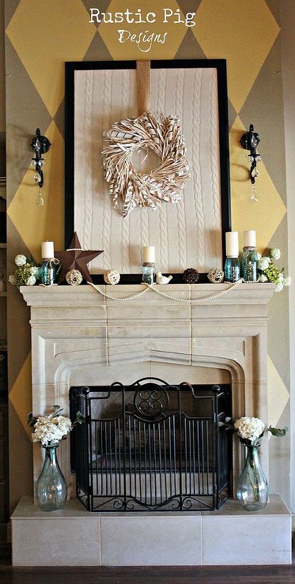 winter mantel in texas, fireplaces mantels, living room ideas, seasonal holiday decor, wreaths