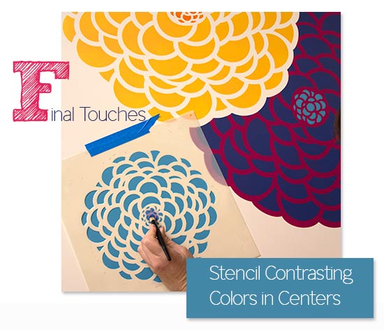 how to stencil pretty zinnia flower stencils, diy, home decor, painting, wall decor, It s in the details The final touches will make your finished stenciled wall stand apart from the rest