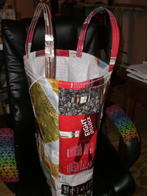 custom tote made for customer to carry her snorkel gear, crafts, repurposing upcycling