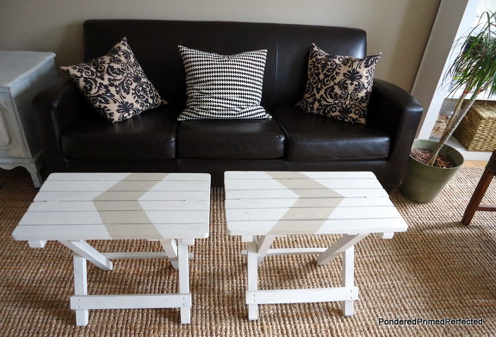folding tables get a fresh makeover with painted chevron stripe, home decor, painted furniture, Pull them apart to use as tv trays or for laptops easily folded up and put out of the way to create more room