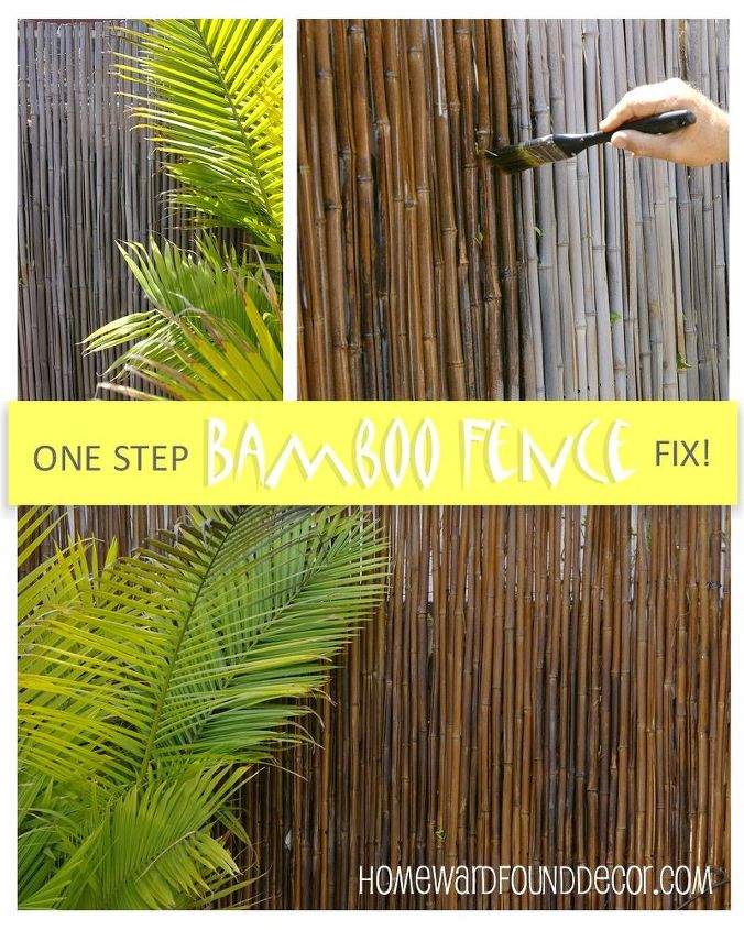 home tour uma reforma econmica de fim de semana estilo tropical, Uma solu o de um passo para cercas de bambu desbotadas