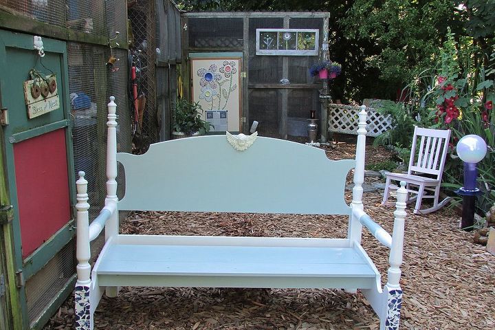 my head and foot board bench, diy, painted furniture, repurposing upcycling