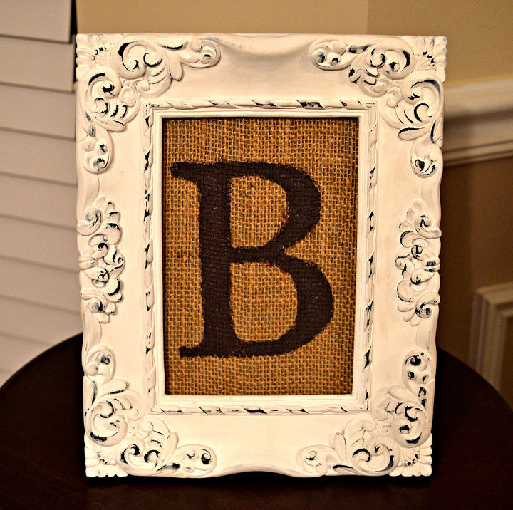 diy framed burlap monogram, home decor, shabby chic, Framed Burlap Monogram
