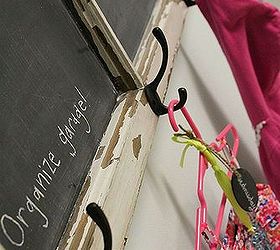 old window to chalkboard calendar, chalkboard paint, cleaning tips, crafts, repurposing upcycling, windows, Hooks for my daughter s clothes each day