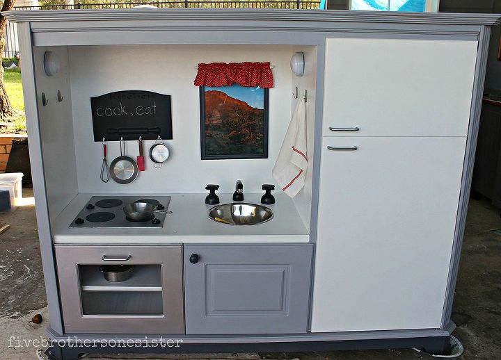 cocina de juegos para nios, cocina transformada a partir de un viejo mueble de televisi n