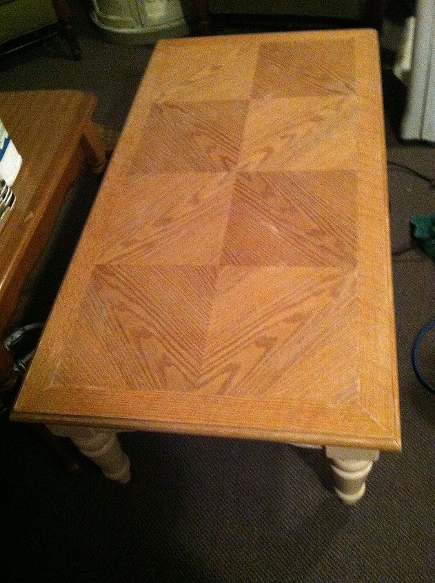 coffee table with animal print gold paint and diy chalk paint, chalk paint, painted furniture, top of table before