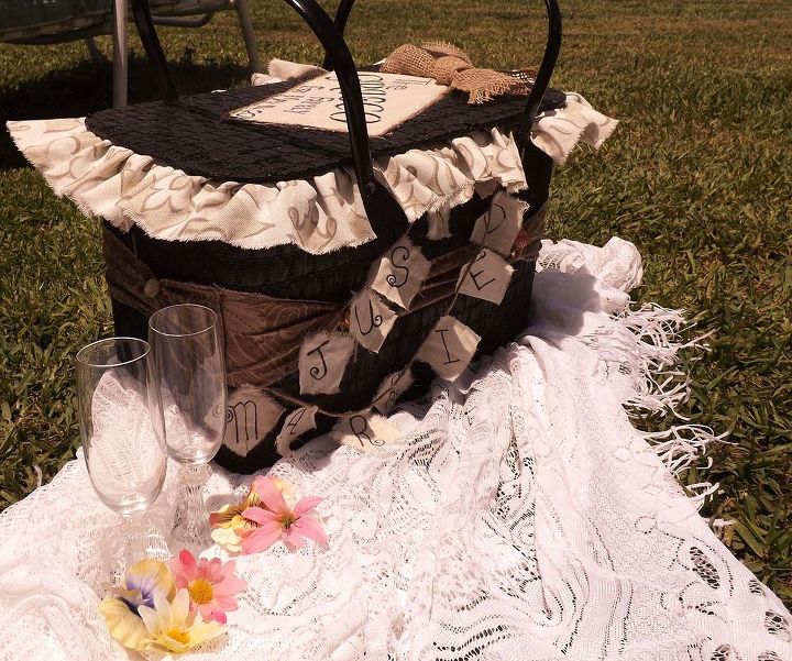 a redone picnic basket for a couple to be, crafts, repurposing upcycling
