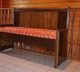 bed made into a bench, painted furniture, repurposing upcycling, Bench made from a bed