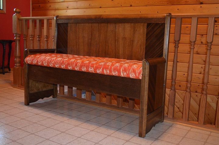bed made into a bench, painted furniture, repurposing upcycling, Bench made from a bed