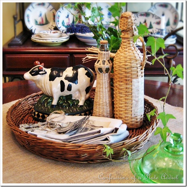 fabulous vintage y cow a 3 00 goodwill find stars in my new breakfast room, home decor, Vintage cow centerpiece in the breakfast room