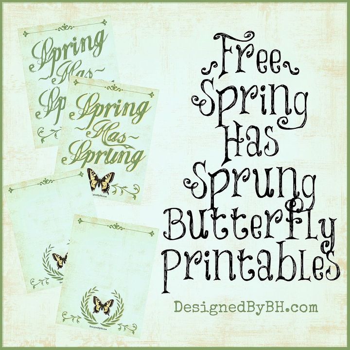 free spring has sprung butterfly printables, seasonal holiday decor, Four Printables to choose from including two notepapers to use how you choose