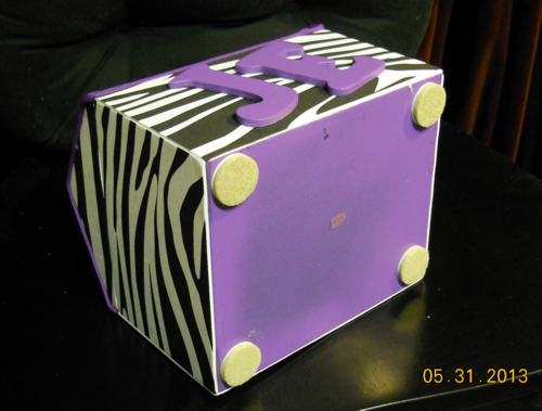 zebra print projects with purple accents, crafts, I added felties for 1 99 so she wouldn t scratch her furniture