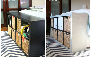 IKEA Hack: Updated Expedit With Grasscloth Panel Curtain