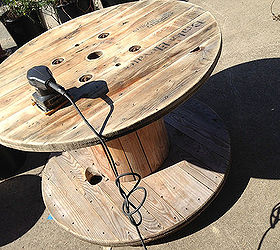 make a table for free, painted furniture, repurposing upcycling, Sand spool after scrubbing in bleach water wear gloves and mask outdoors