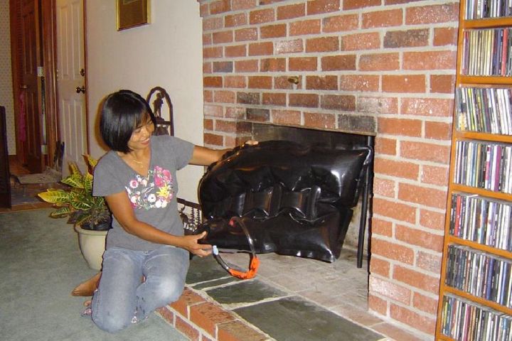 how to stop drafts and save on home energy bills, doors, home maintenance repairs, how to, Seal the fireplace with an inflatable Fireplace Plug to stop drafts and save energy Installs easily and cleanly Reusable Removes easily to use fireplace