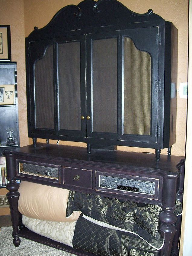 a unique tv cabinet from odd and ends, doors, home decor, kitchen cabinets, shelving ideas, With the doors closed and the TV out of sight