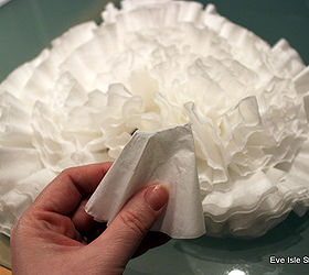 diy coffee filter heart, crafts, seasonal holiday decor, wreaths, Need it a little shorter Tear the end off
