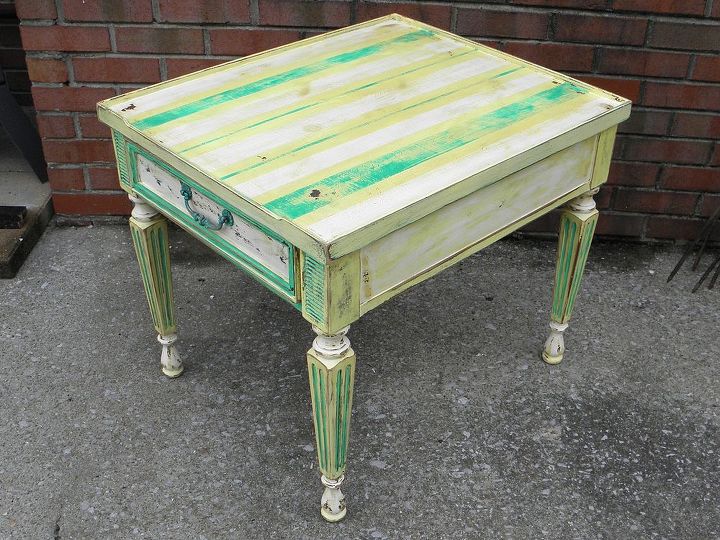 beach cottage end table, painted furniture