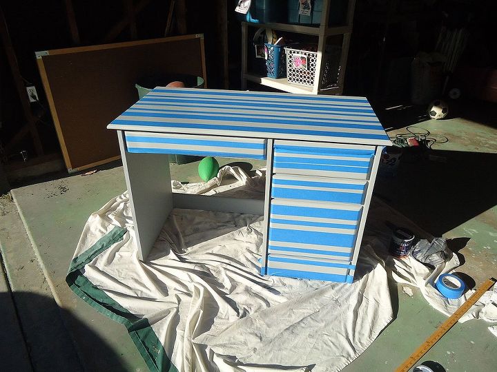 boys striped desk tutorial, bedroom ideas, painted furniture