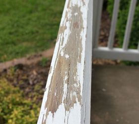 spring summer porch updates, chalkboard paint, crafts, curb appeal, seasonal holiday decor, wreaths, The porch railing had fallen victim to the rain snow over the past few years the pain was beginning to chip