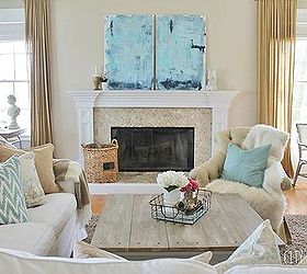 diy abstract art a coastal look for under 30, crafts, fireplaces mantels, home decor