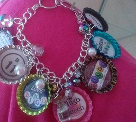 create personalized gifts using bottlecaps, crafts, repurposing upcycling, Bingo bracelet i made for a friend
