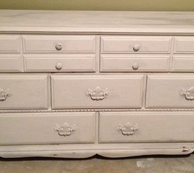 distressed furniture, chalk paint, painted furniture, Painted with white chalk paint and prior to the sanding for the distressed look