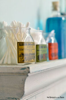 decoupaged vintage apothecary label jars, crafts, decoupage, repurposing upcycling, This is perfect for storing Q tips cotton balls and other bathroom items