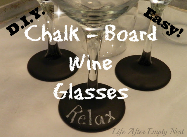 diy chalk board wine glasses, chalkboard paint, crafts, painting, seasonal holiday decor, Make some of these today in time for New Years I picked up some wine glasses at the Dollar Tree They were very heavy and durable Perfect for this project