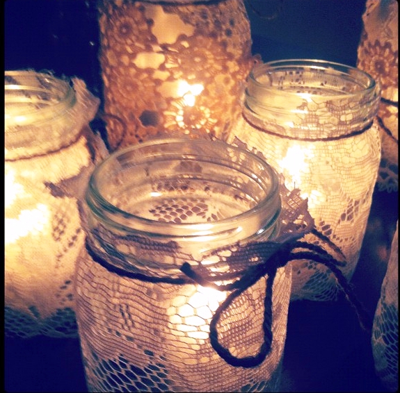 how to make a lace candle holder, christmas decorations, crafts, mason jars, seasonal holiday decor