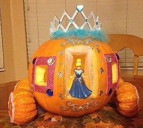 diy pumpkin decorating, crafts, seasonal holiday decor, Cinderella in her pumpkin carriage