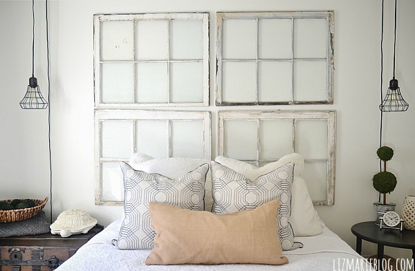guest bedroom makeover, bedroom ideas, home decor, We made a headboard out of vintage windows