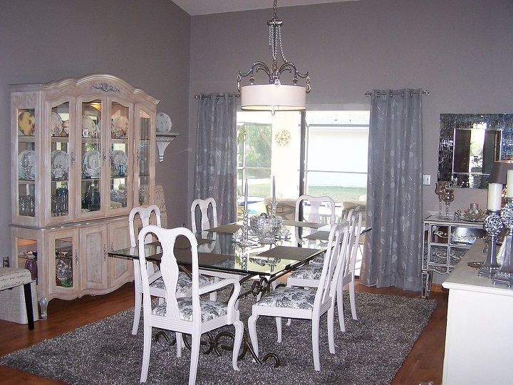 my dining room redo with reused furnishings, dining room ideas, home decor, repurposing upcycling, This is my dining room table and chairs They where given to me I painted the chairs and recovered the seats