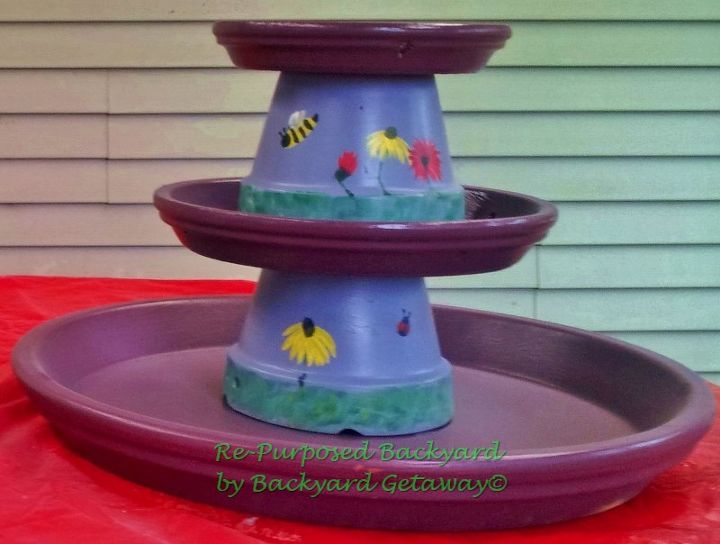 re purposed backyard, gardening, repurposing upcycling, Clay pot tabletop fountain