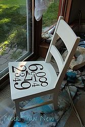 stenciled chair using pottery barn knock off, chalk paint, painted furniture, So Cute