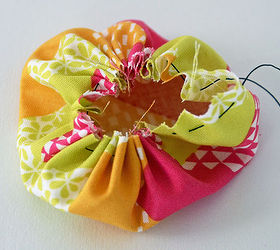 mason jar pin cushion, crafts, mason jars, Hand sew in a gathering stitch and pull thread up