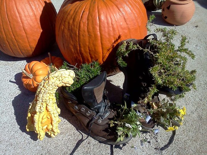 another pair of boots retired, container gardening, gardening, repurposing upcycling