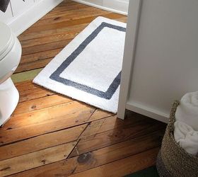 cottage style bathroom makeover, bathroom ideas, home decor, home improvement, painting, woodworking projects, We discovered the original subfloors Aren t they gorgeous We are going to insulate underneath to cut down on the small amount of draftiness
