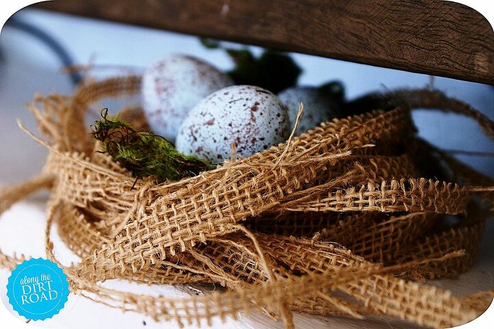 easy burlap nest, crafts, easter decorations, seasonal holiday decor, A tad of moss doesn t hurt