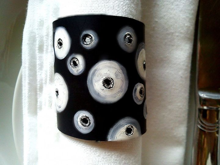 africa leather napkin rings, crafts, home decor, Polka leather twine free hand painted