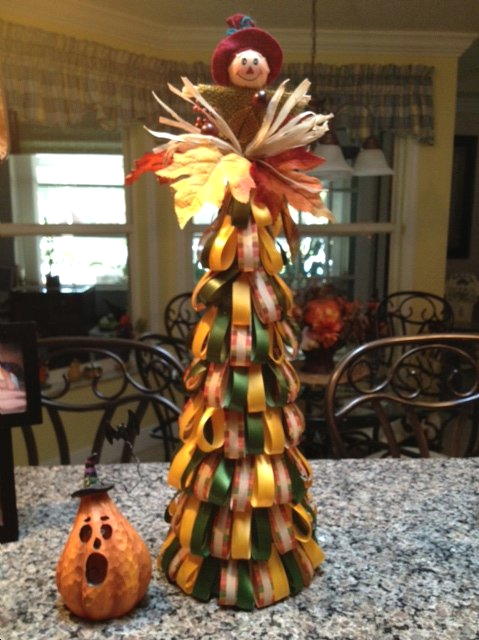 autumn ribbon tree, crafts, seasonal holiday decor