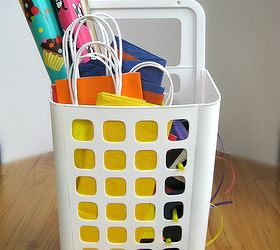 repuropsed ikea trash basket, cleaning tips, repurposing upcycling, An inexpensive IKEA trash basket works as a portable gift wrap basket