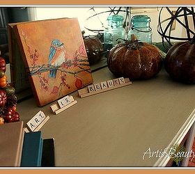 living room makeover reveal, home decor, living room ideas, My fall mantle with my bird painting