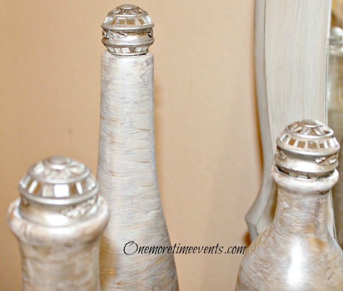 faux ivory mother of pearl bottle vases with decorative knobs, chalk paint, home decor, painting, repurposing upcycling, Decorative Knobs added