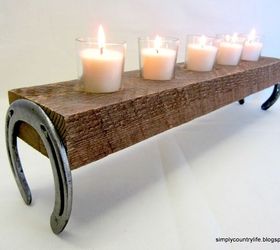 repurpose horseshoes and wood into a rustic country candle holder, crafts, repurposing upcycling