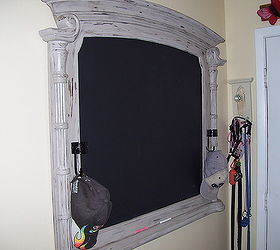 repurposed frame into chalkboard, chalkboard paint, crafts, repurposing upcycling, Side view chalk and hats included